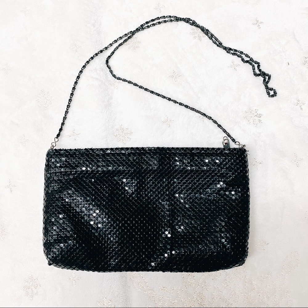 Black shiny evening bag